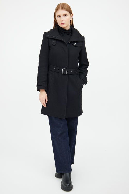 Black Wool Button Up Coat