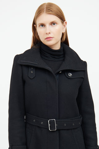 Black Wool Button Up Coat