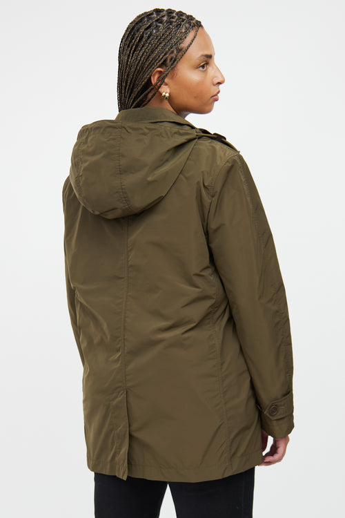 Burberry Green Nylon Hooded Jacket