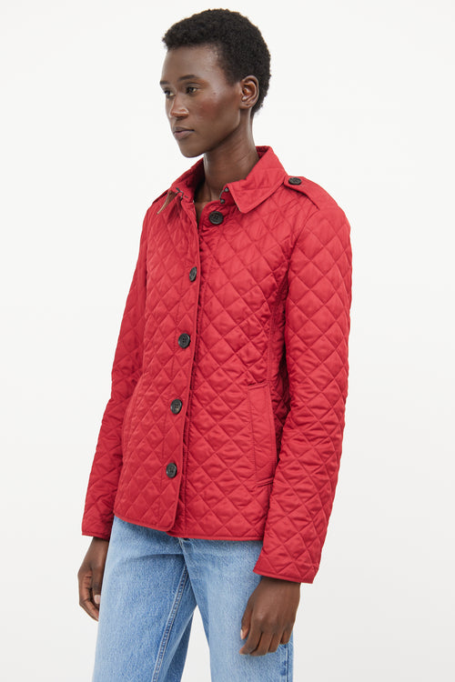 Burberry Red Quilted Utility Jacket