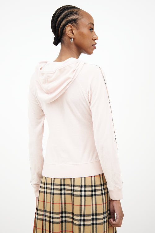 Burberry Pink Fitted & Zip Front Hooded Top