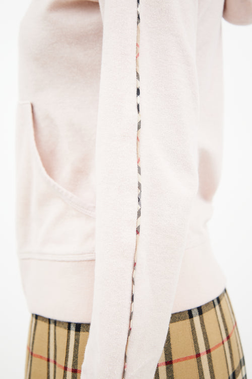 Burberry Pink Fitted & Zip Front Hooded Top