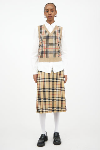 Burberry Beige & Multi Check Knit Vest