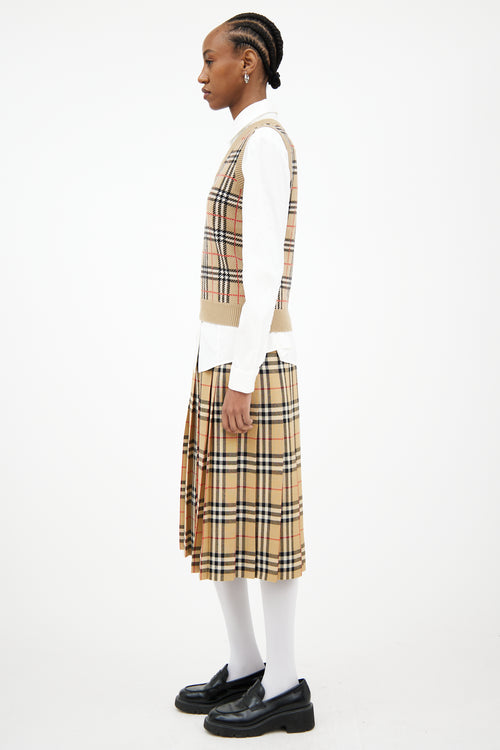 Burberry Beige & Multi Check Knit Vest