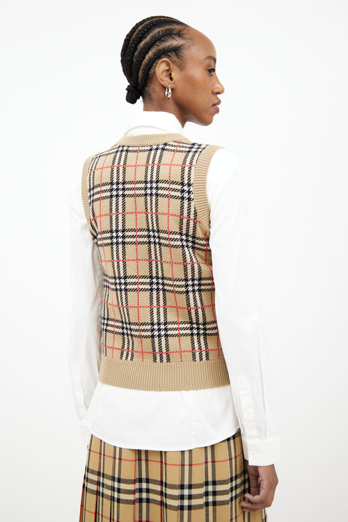 Burberry Beige & Multi Check Knit Vest