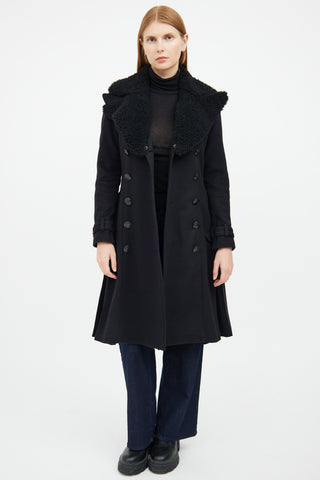 Black Wool Double Breasted Coat