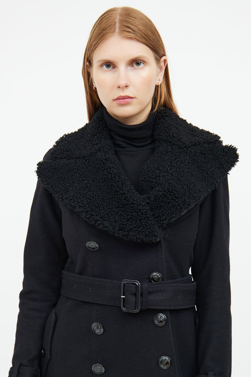 Black Wool Double Breasted Coat