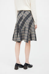 Burberry Grey & Multi Wool Nova Check Skirt