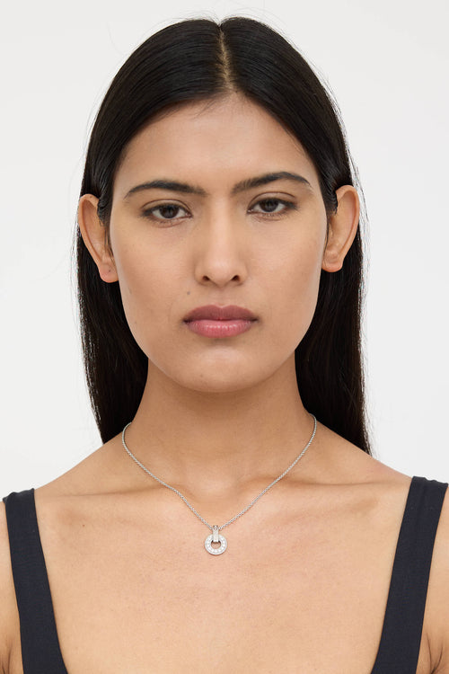 Bulgari 18K White Gold Diamond Pave Necklace