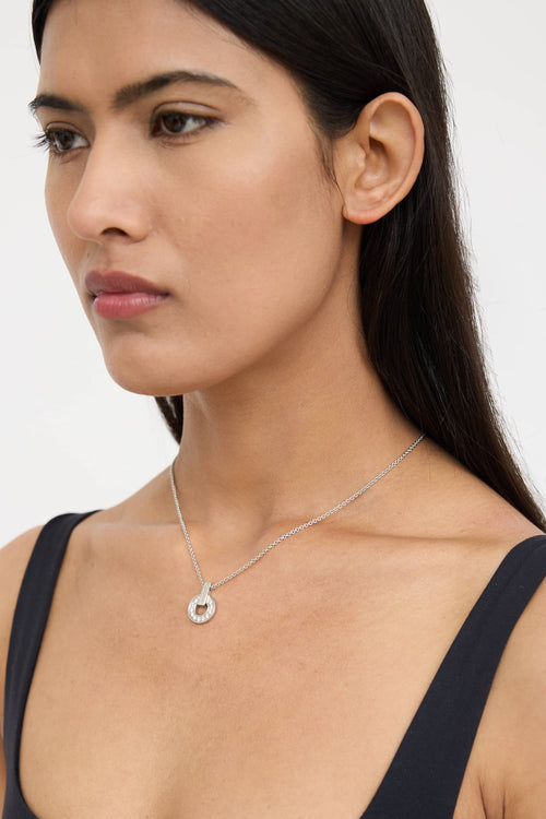 18K White Gold Diamond Pave Necklace