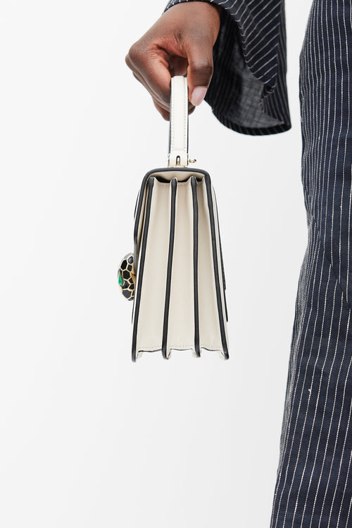 Bulgari White & Multicolour Serpenti Forever Leather Bag