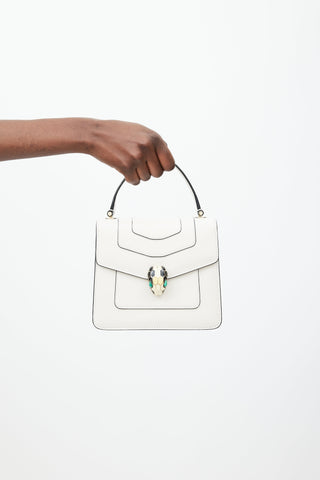 Bulgari White & Multicolour Serpenti Forever Leather Bag