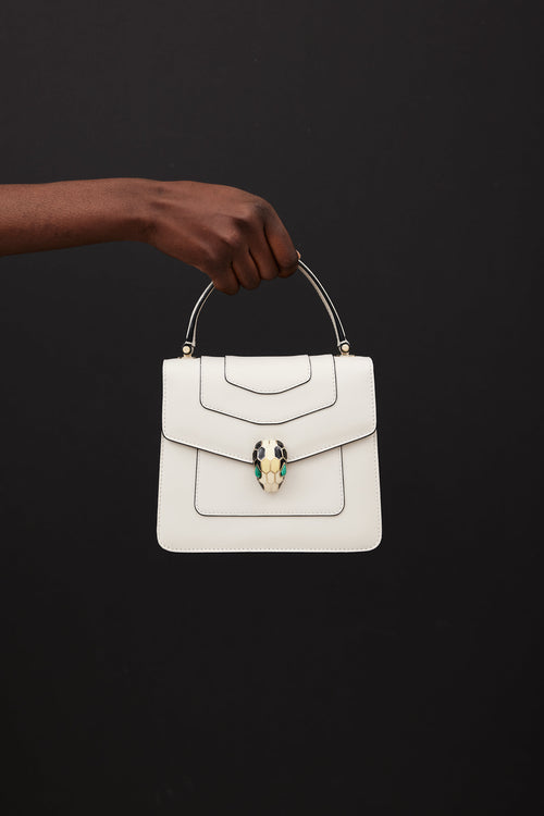 Bulgari White & Multicolour Serpenti Forever Leather Bag