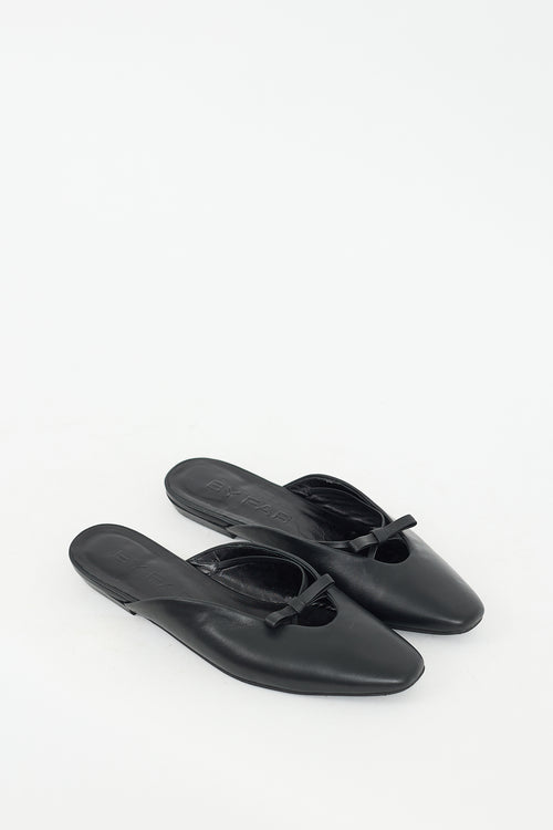 By Far Black Leather Finn Ballet Mule