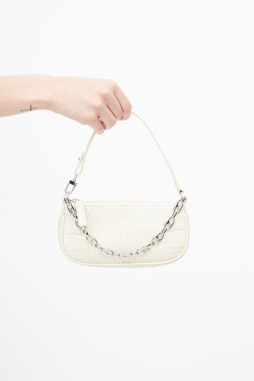 By Far Cream Rachel Textured Leather Shoulder Bag