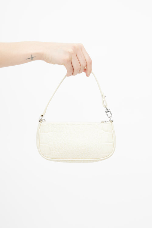 By Far Cream Rachel Textured Leather Shoulder Bag