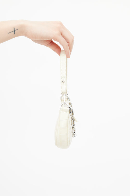 By Far Cream Rachel Textured Leather Shoulder Bag