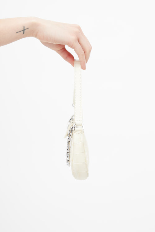 By Far Cream Rachel Textured Leather Shoulder Bag