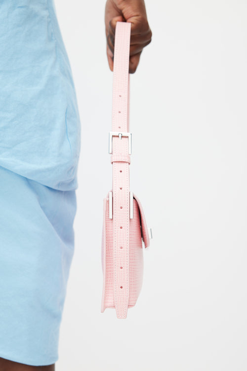 By Far Pink Textured Leather Billy Bag