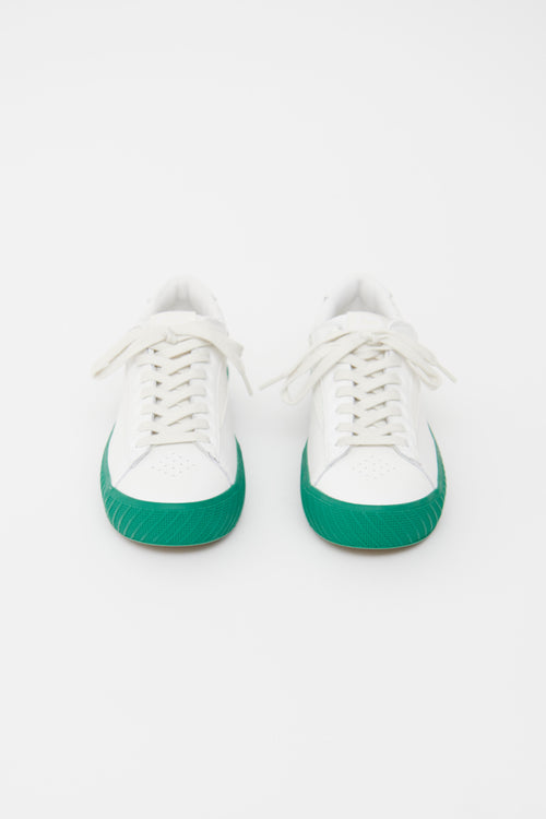 By Far White & Green Leather Platform Low Sneaker