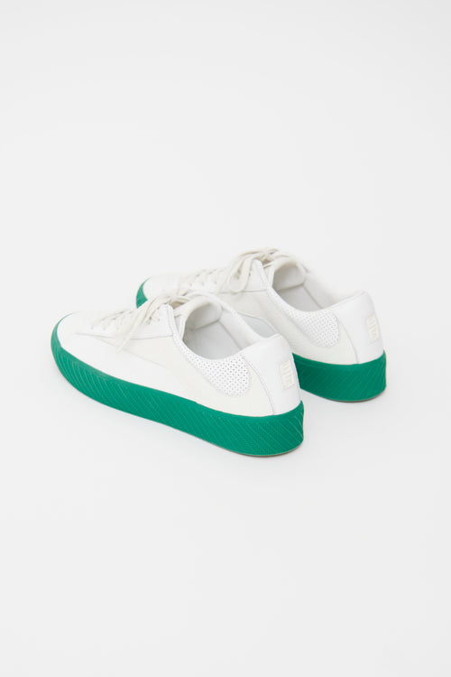 By Far White & Green Leather Platform Low Sneaker
