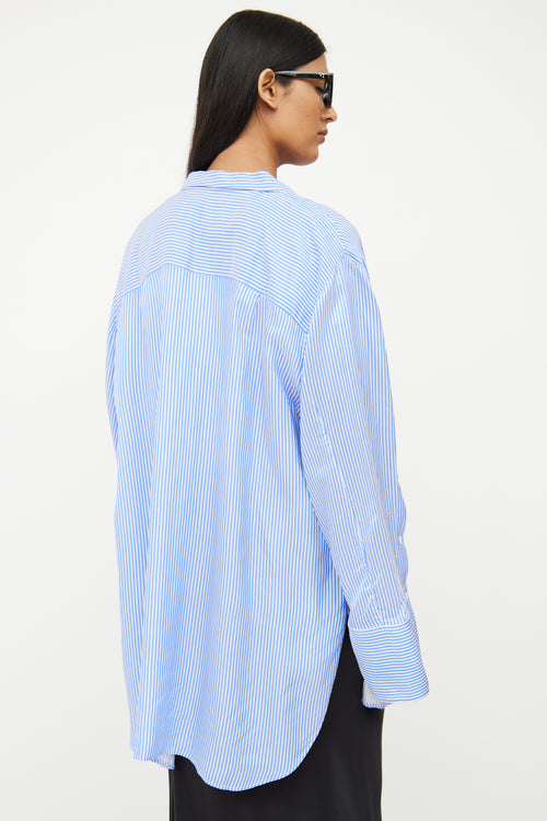 By Malene Birger Blue Stripe Button Up Top