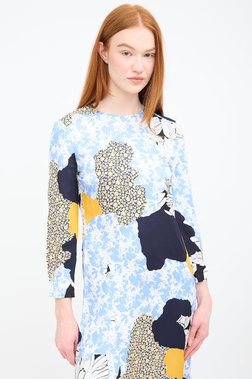 By Malene Birger Blue & Yellow Abstract Floral Sofya Dress