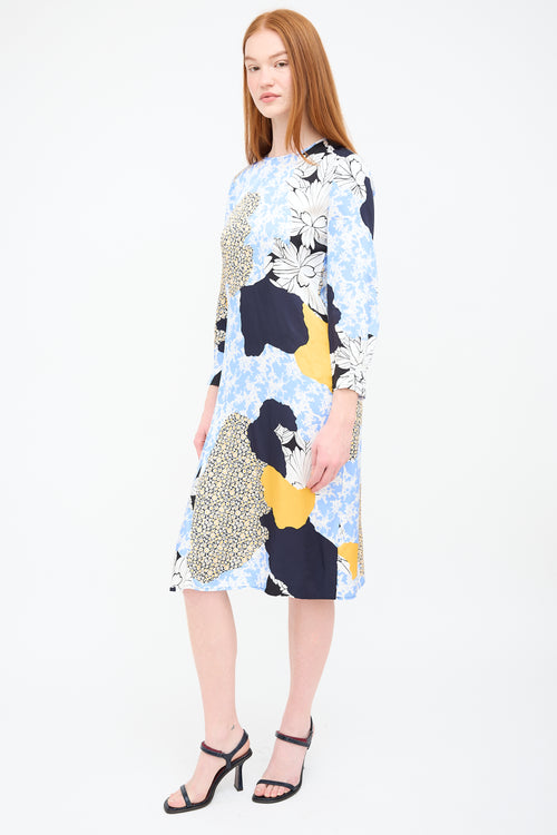 By Malene Birger Blue & Yellow Abstract Floral Sofya Dress
