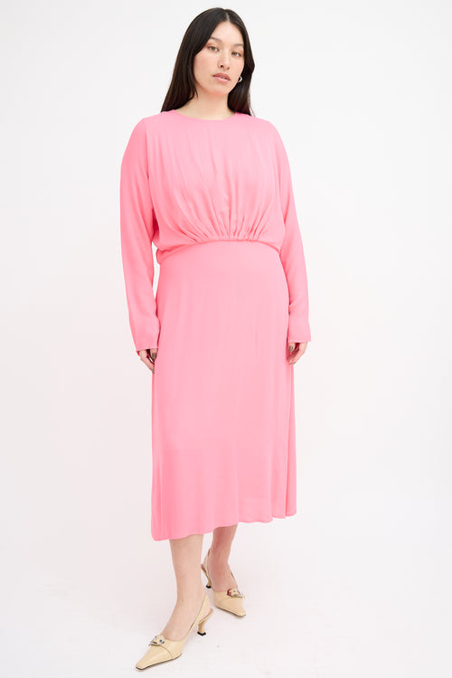 By Malene Birger Pink Azolla Pleated Waist Dress