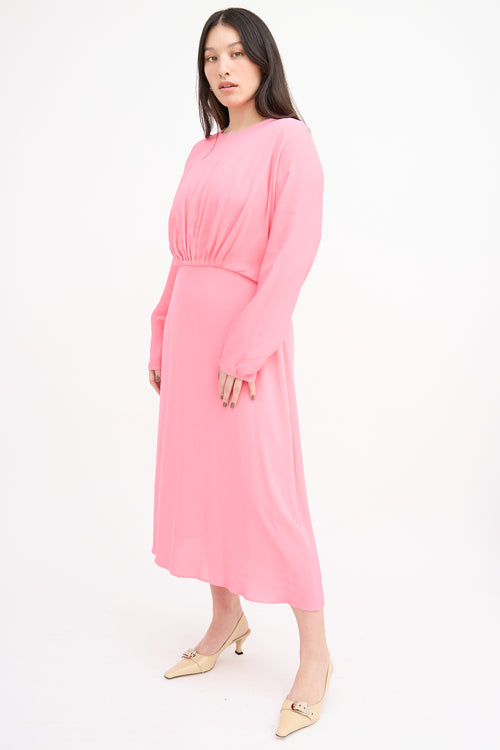 By Malene Birger Pink Azolla Pleated Waist Dress