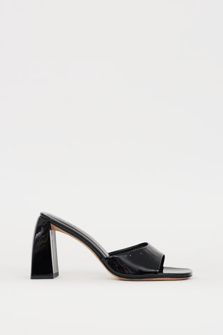 By Far Black Patent Leather Romy Heeled Sandal