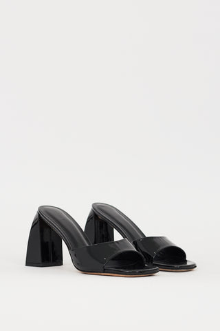 By Far Black Patent Leather Romy Heeled Sandal