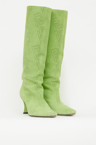By Far Lime Green Suede Stevie 42 Boot