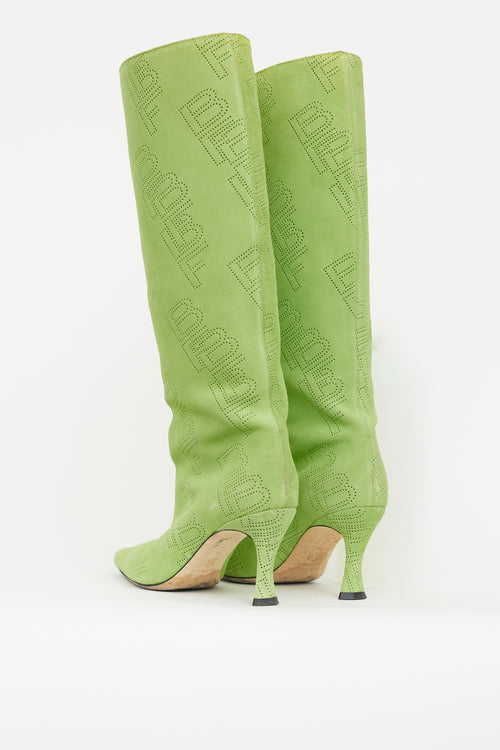 By Far Lime Green Suede Stevie 42 Boot