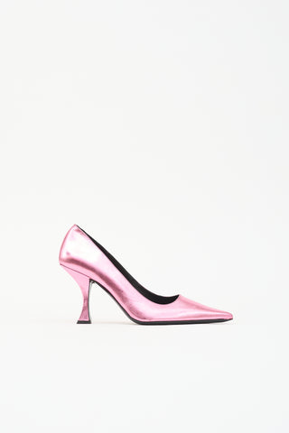 By Far Metallic Leather Viva Pump