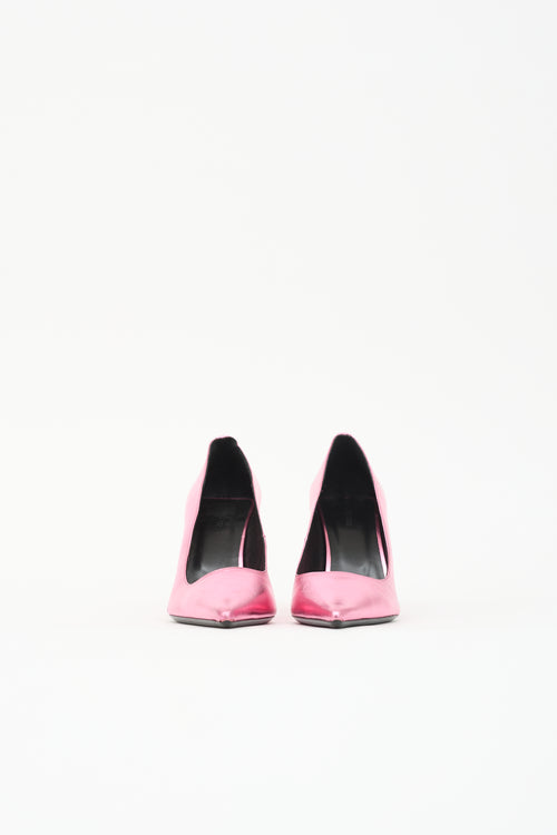 By Far Metallic Leather Viva Pump