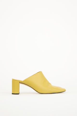 By Far Yellow Leather Heeled Mule