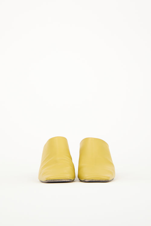 By Far Yellow Leather Heeled Mule