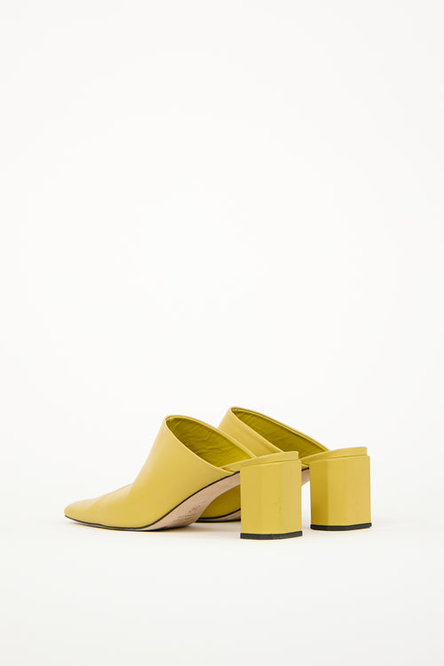 By Far Yellow Leather Heeled Mule