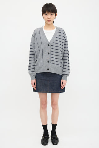 By Malene Birger Genivee Asymmetric Stripe Cardigan