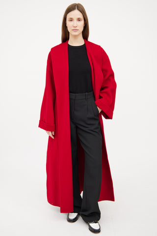 By Malene Birger Red Wool Tie Coat