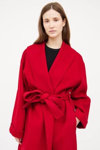 By Malene Birger Red Wool Tie Coat