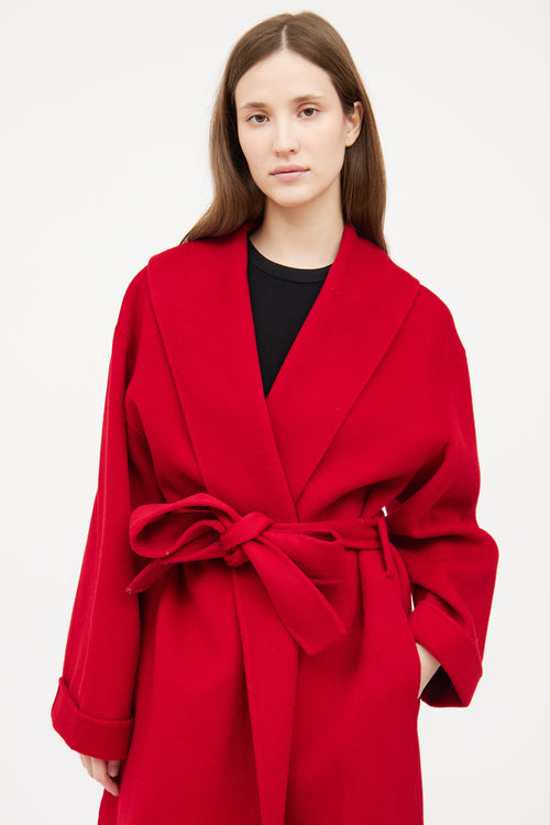 By Malene Birger Red Wool Tie Coat