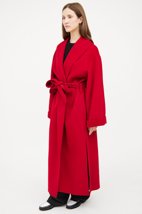 By Malene Birger Red Wool Tie Coat