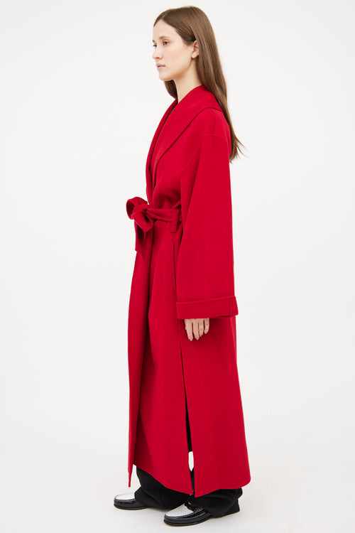 By Malene Birger Red Wool Tie Coat