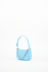 By Far Blue Embossed Leather Mini Rachel Bag