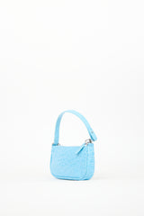 By Far Blue Embossed Leather Mini Rachel Bag