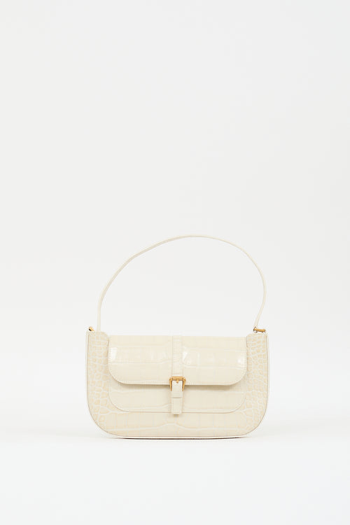 By Far Cream Embossed Leather Miranda Bag