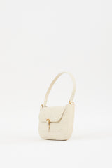 By Far Cream Embossed Leather Miranda Bag