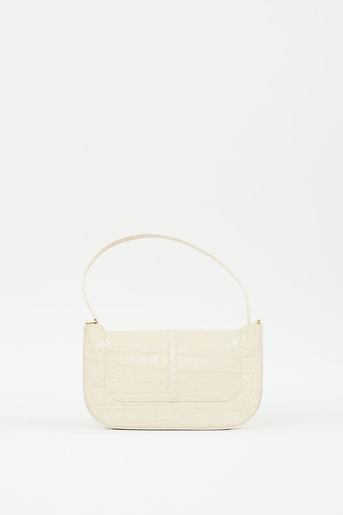 By Far Cream Embossed Leather Miranda Bag